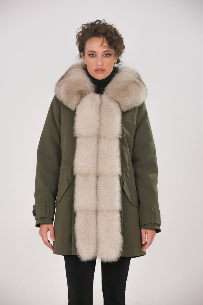 Parka  long in misto cotone impermeabile  Fox Beige