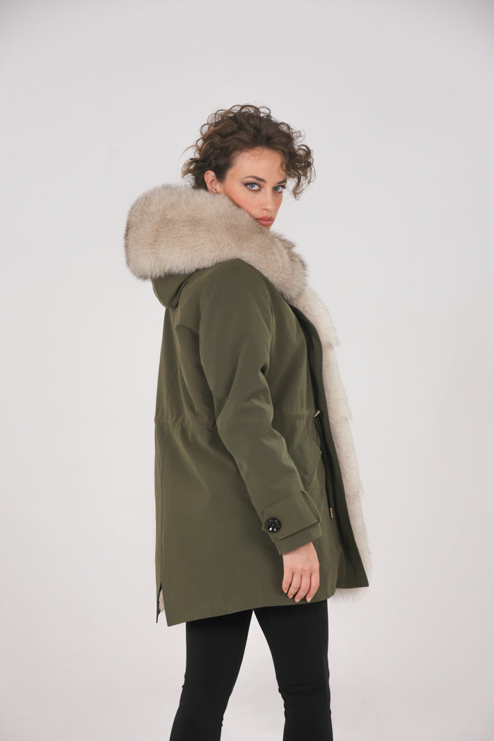 Parka  long in misto cotone impermeabile  Fox Beige