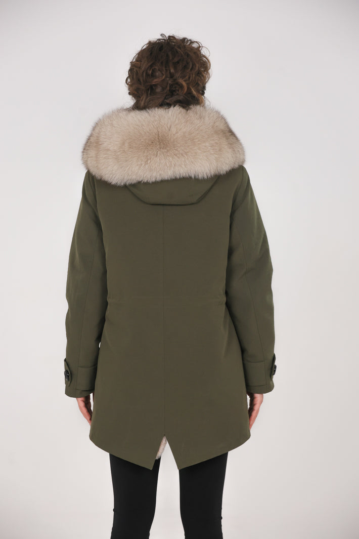 Parka  long in misto cotone impermeabile  Fox Beige