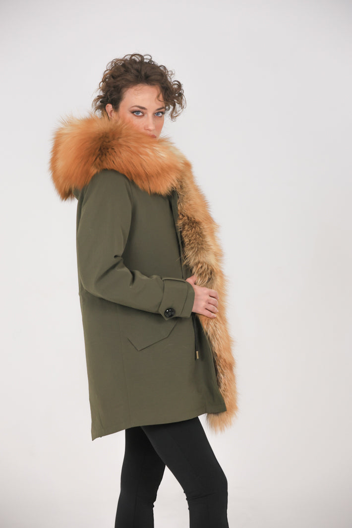 Parka long in misto cotone impermeabile Fox Gold