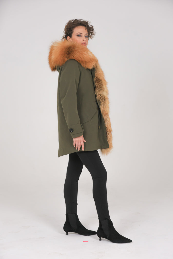 Parka long in misto cotone impermeabile Fox Gold