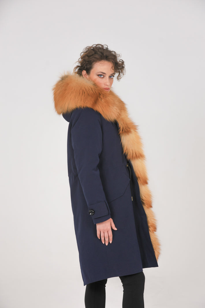 Parka X-long in misto cotone impermeabile Fox Gold