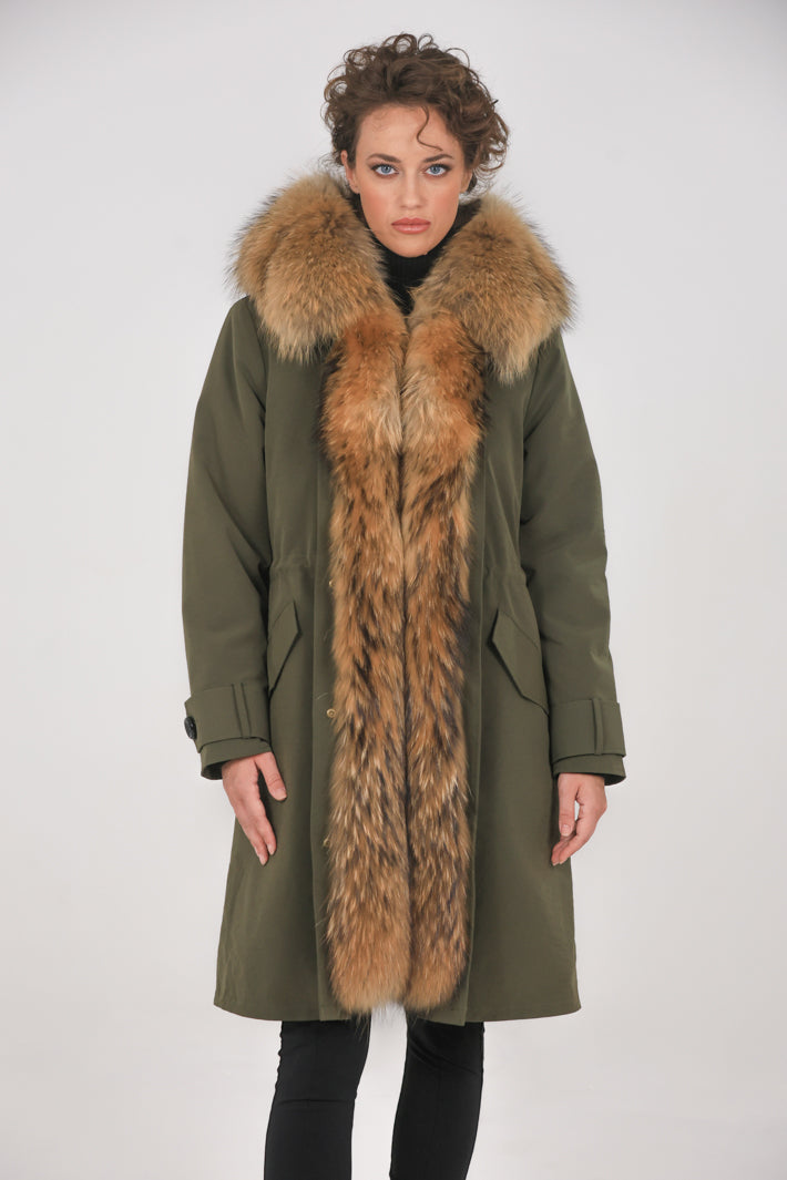 Parka x-long in misto cotone impermeabile  Raccon