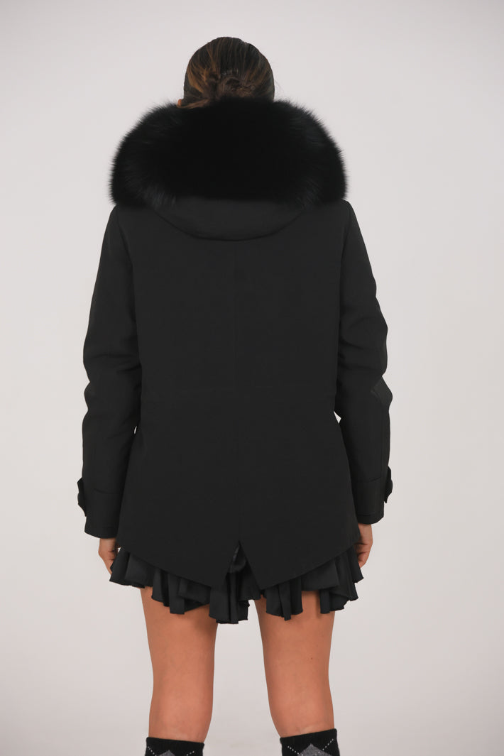 Parka  short in misto cotone impermeabile  Fox black