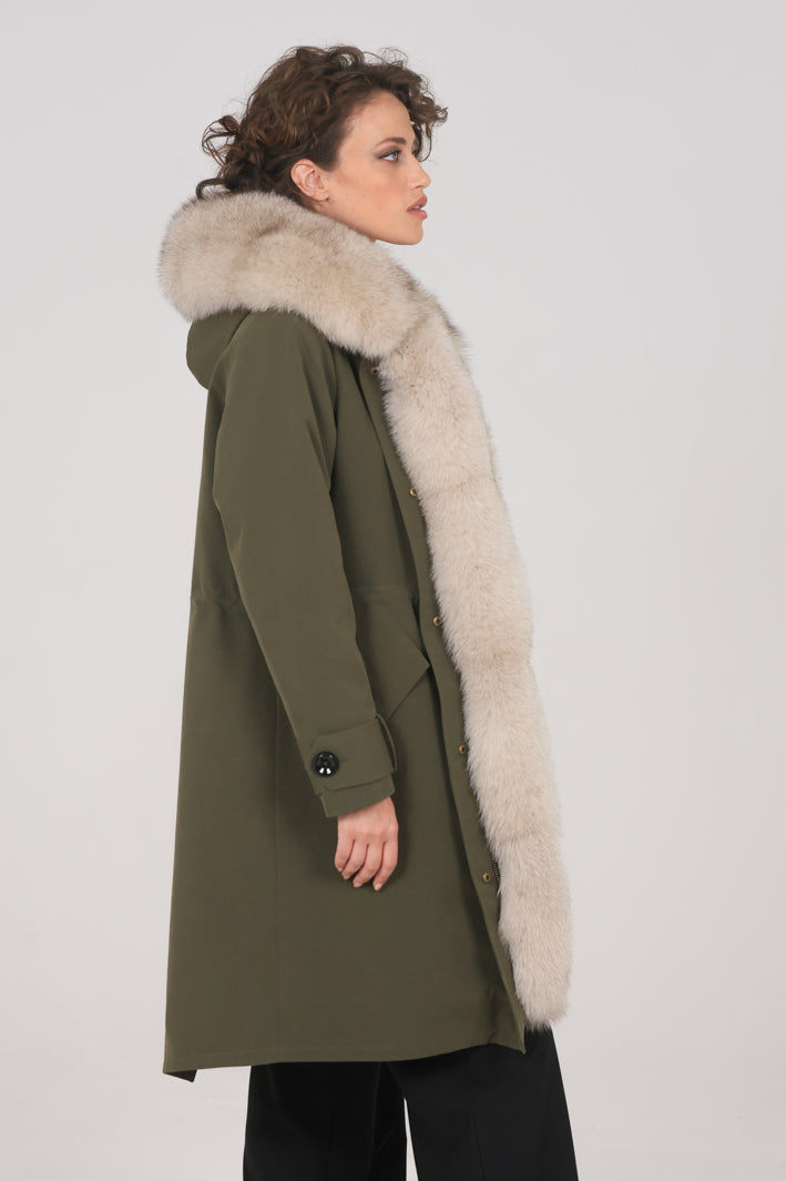 Parka  x-long in misto cotone impermeabile  Fox Beige