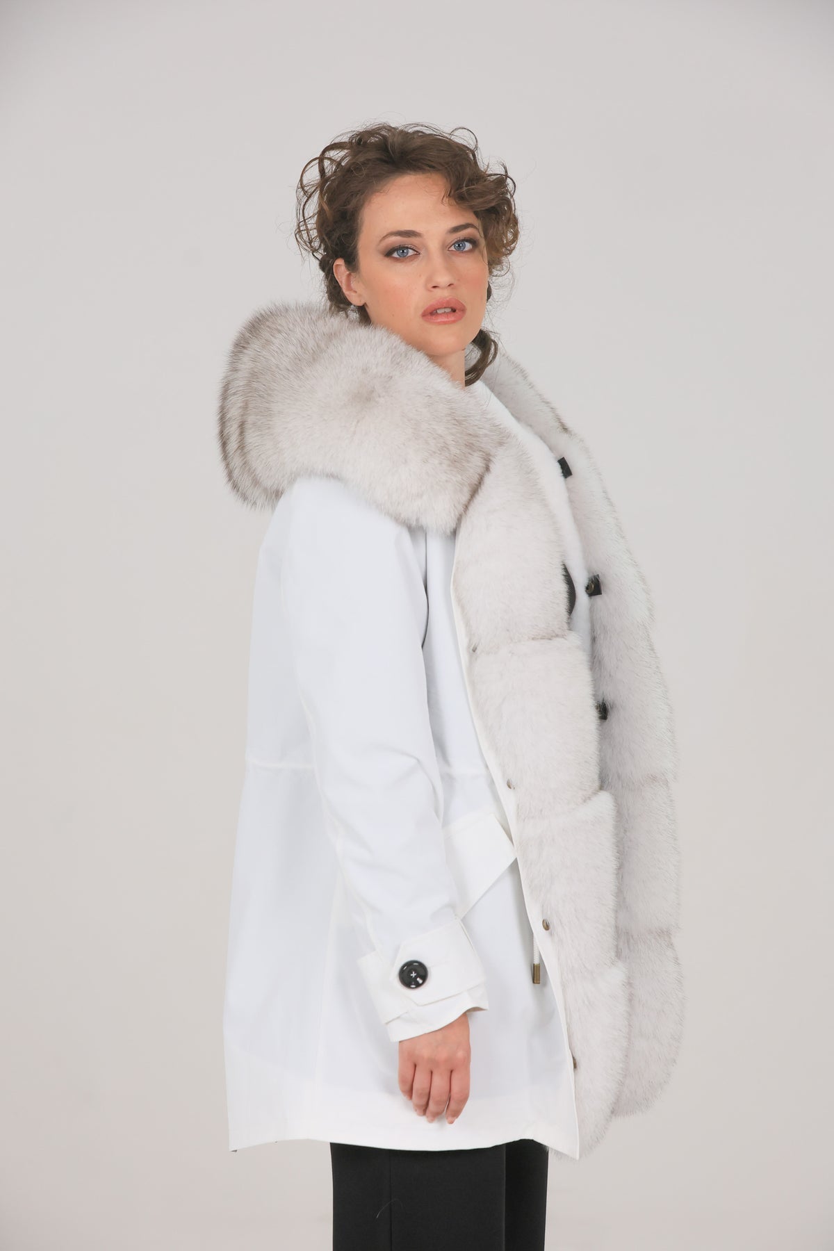 Parka  long in misto cotone impermeabile  Fox White