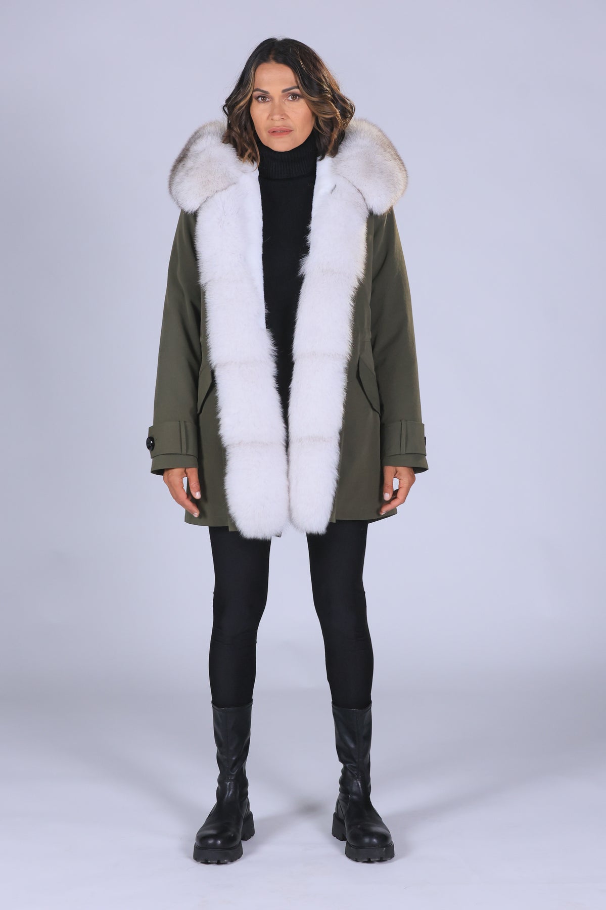 Parka  long in misto cotone impermeabile  Fox White