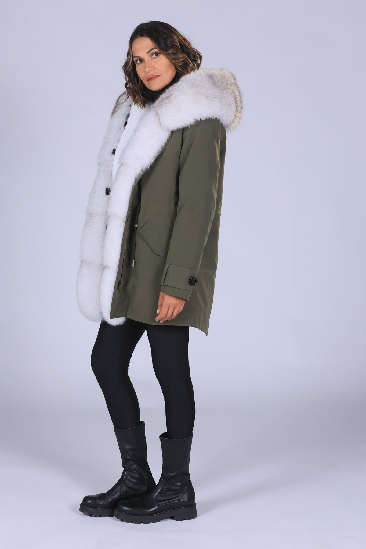 Parka  long in misto cotone impermeabile  Fox White