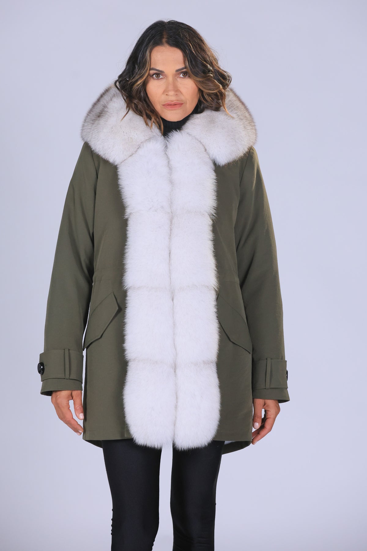 Parka  long in misto cotone impermeabile  Fox White