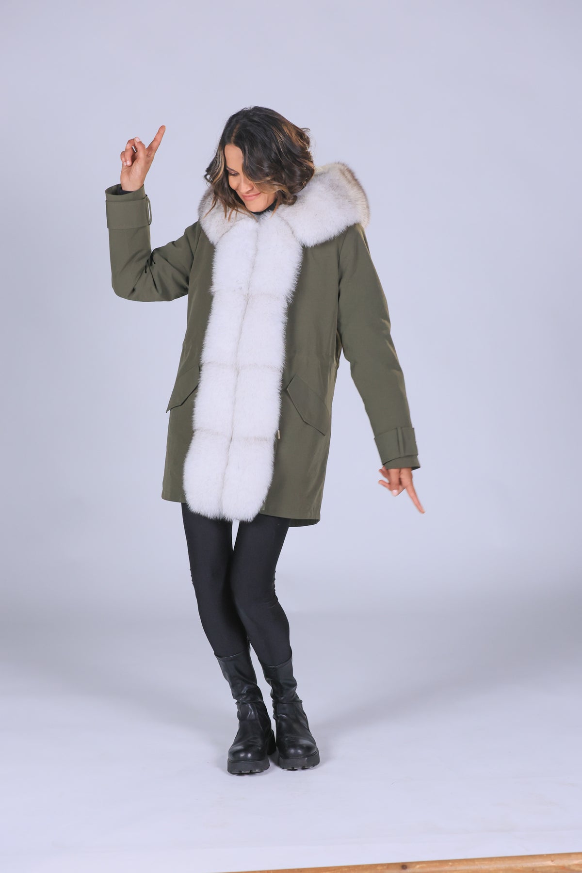 Parka  long in misto cotone impermeabile  Fox White