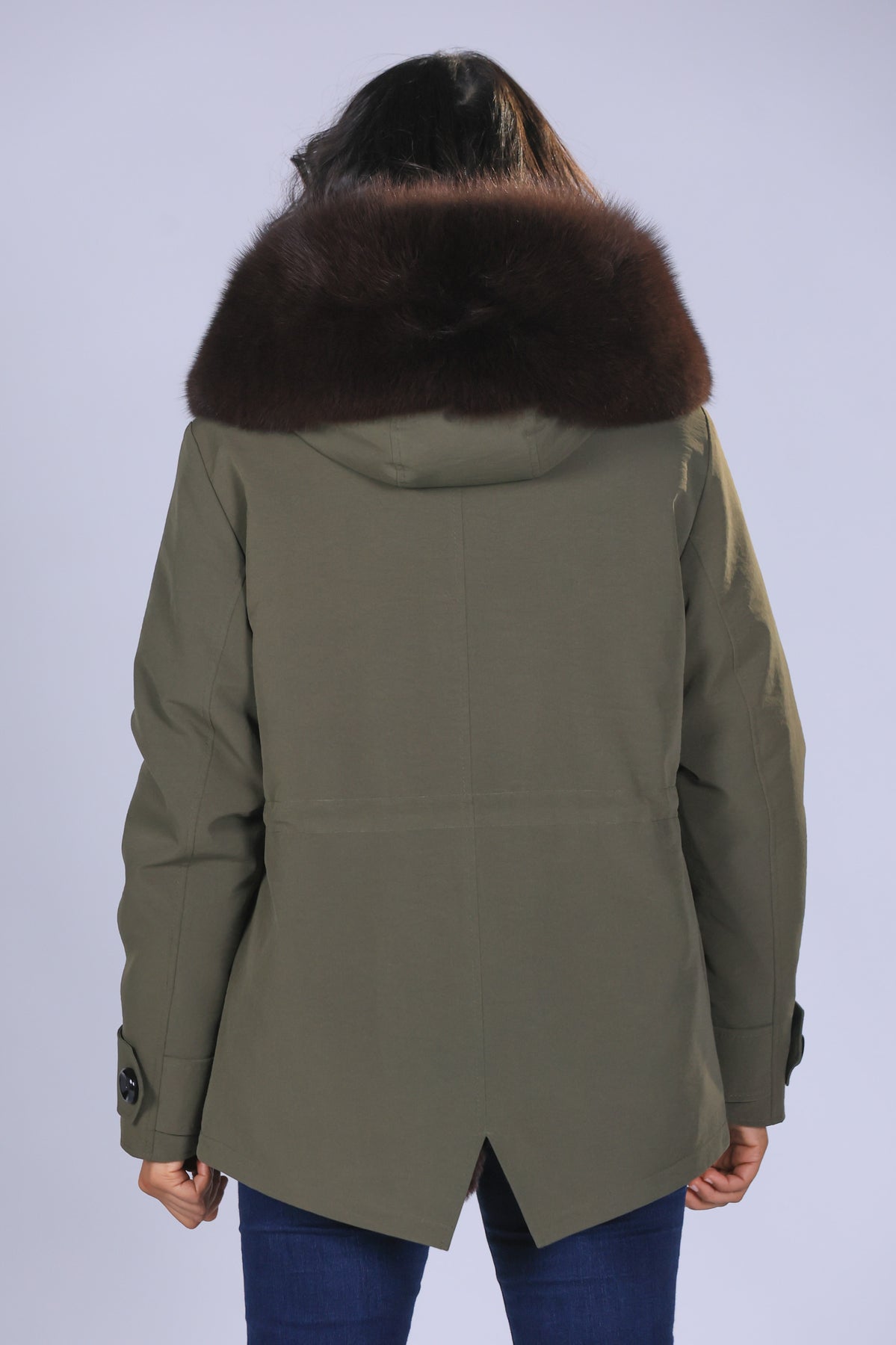 Parka  short in misto cotone impermeabile  Fox Brown