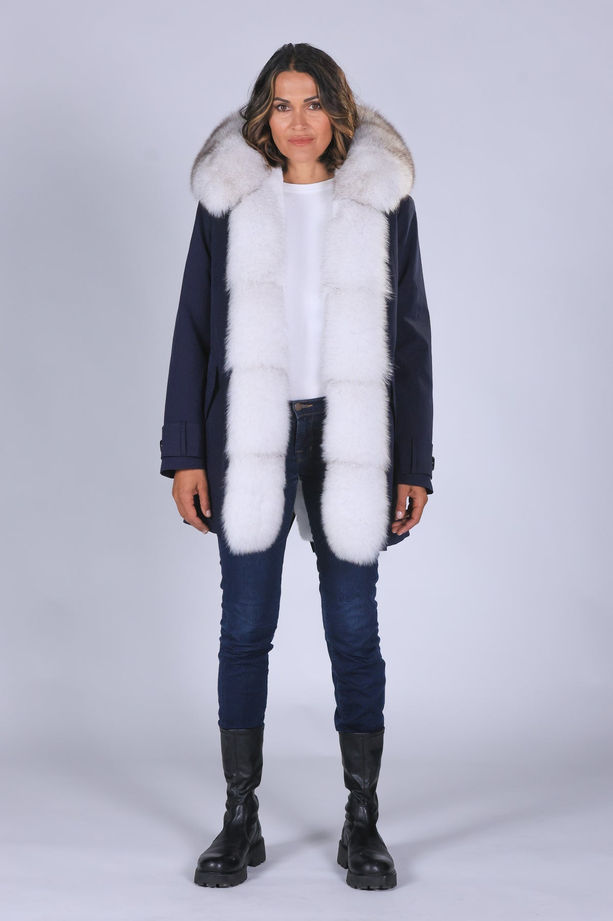 Parka  long in misto cotone impermeabile  Fox White