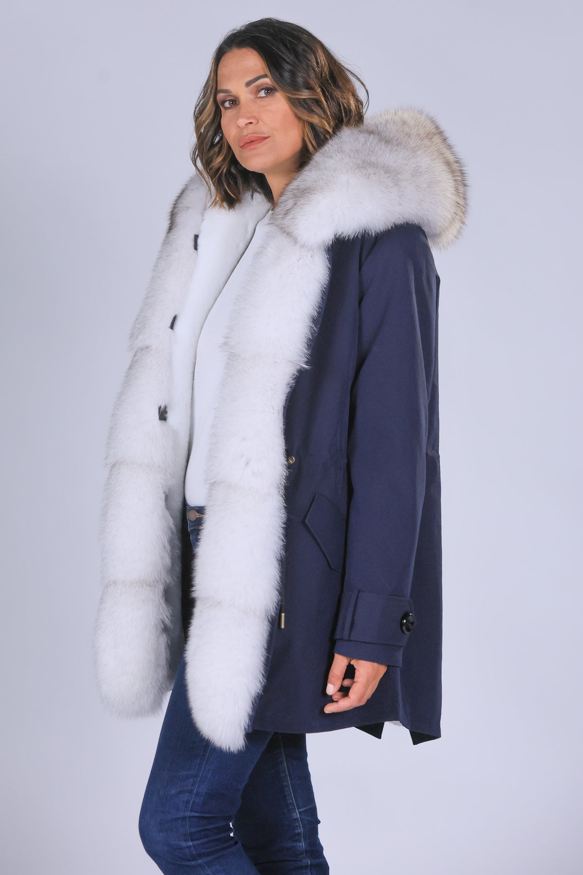 Parka  long in misto cotone impermeabile  Fox White