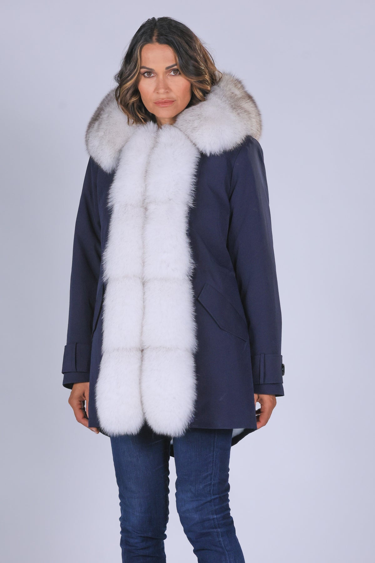 Parka  long in misto cotone impermeabile  Fox White