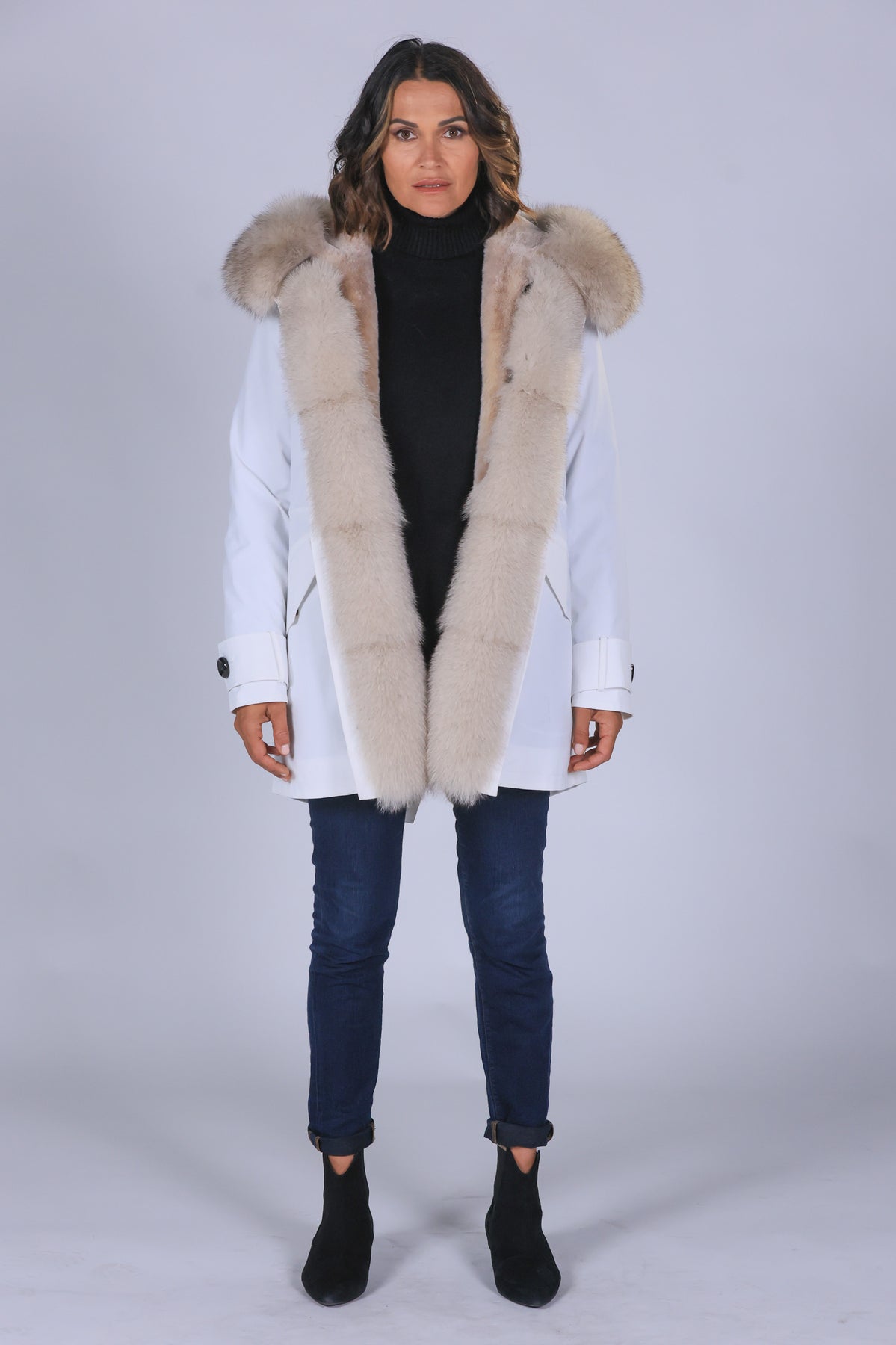 Parka  long in misto cotone impermeabile  Fox Beige