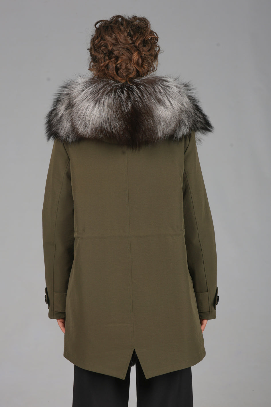 Parka long in misto cotone impermeabile Fox Silver