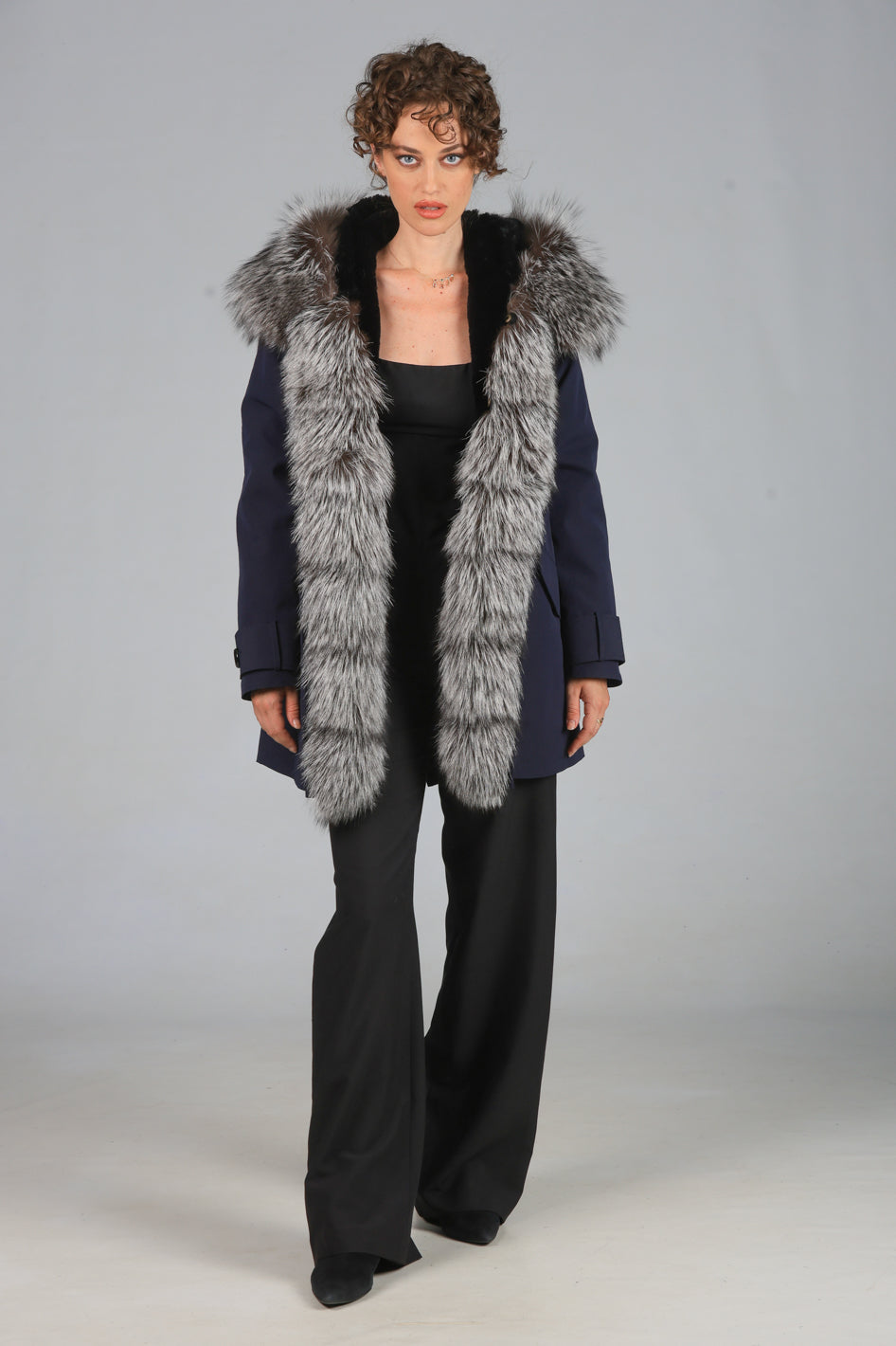 Parka long in misto cotone impermeabile Fox Silver