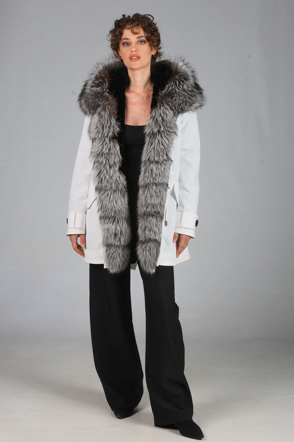 Parka long in misto cotone impermeabile Fox Silver