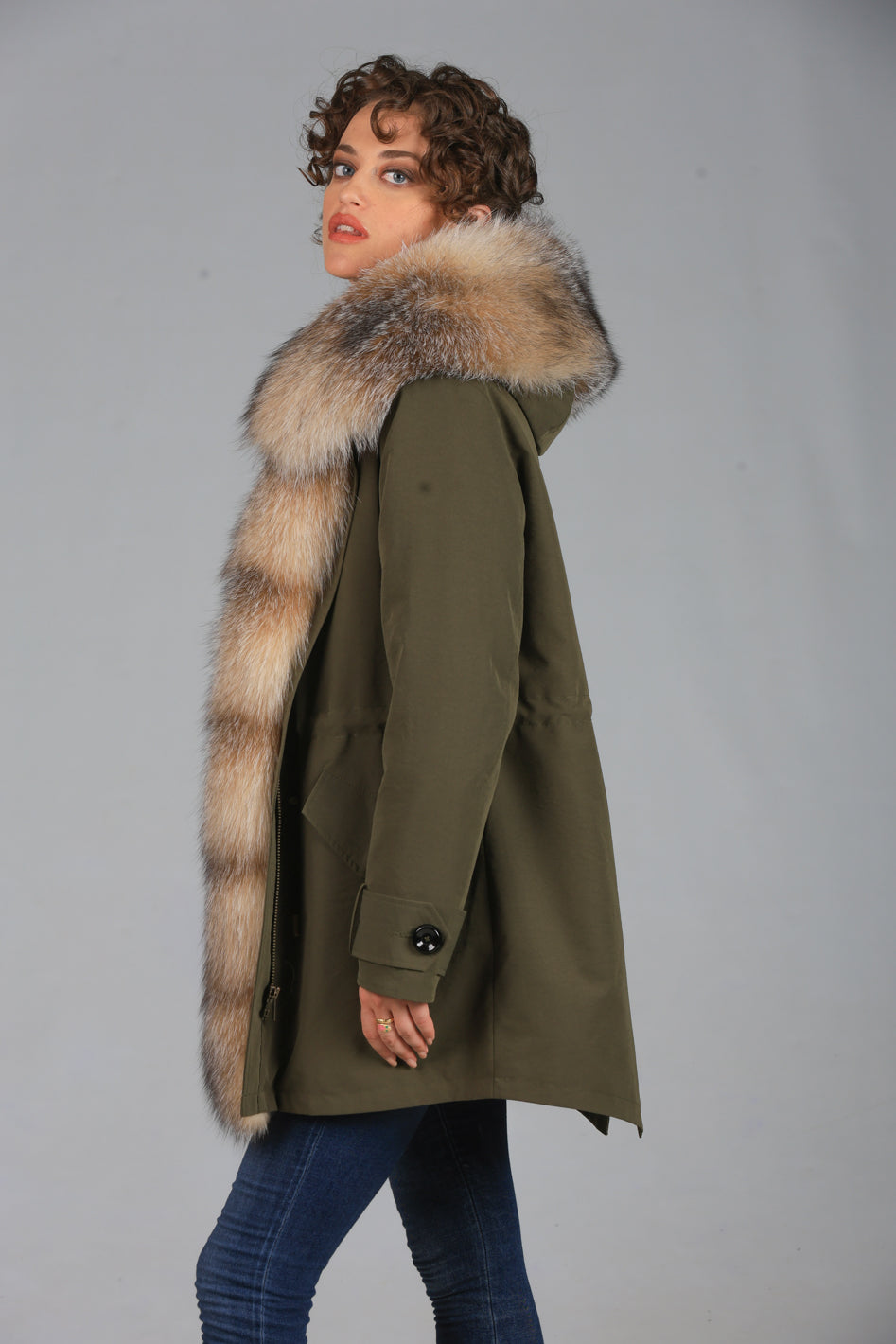 Parka  long in misto cotone impermeabile  Fox Cristal