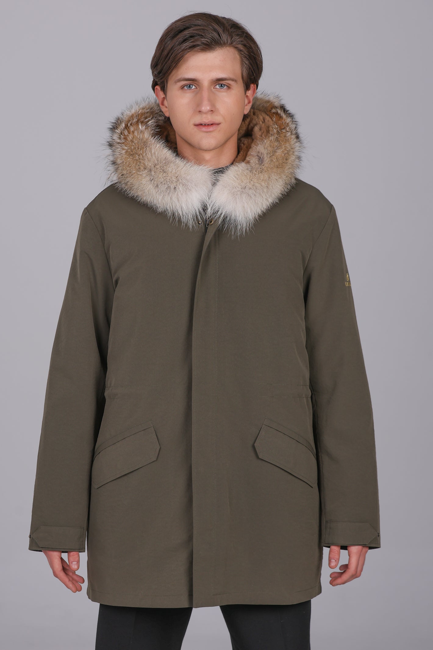 Parka  long in misto cotone impermeabile Coyote e Rex Rabbit