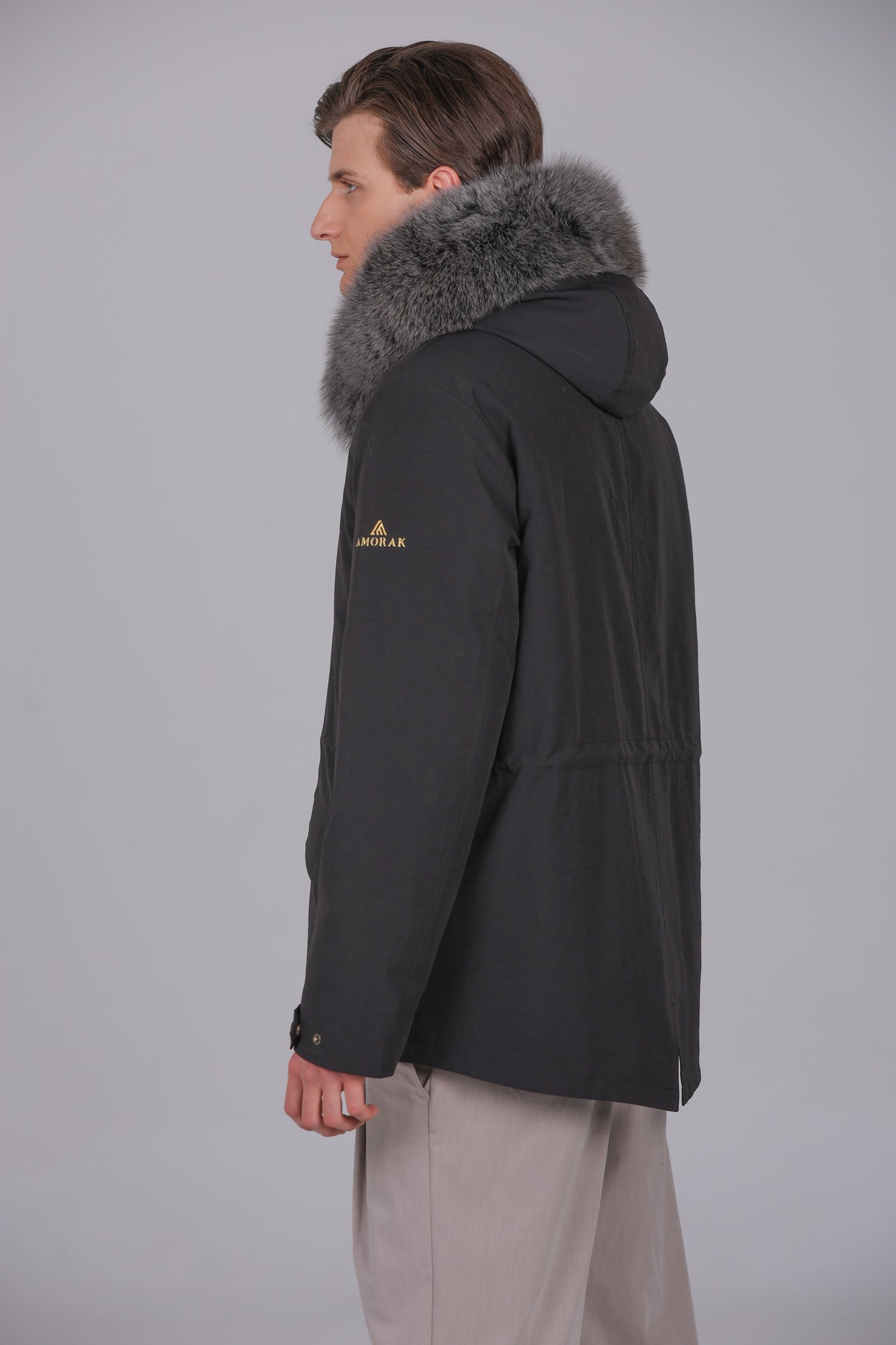 Parka short in misto cotone impermeabile fox Silver