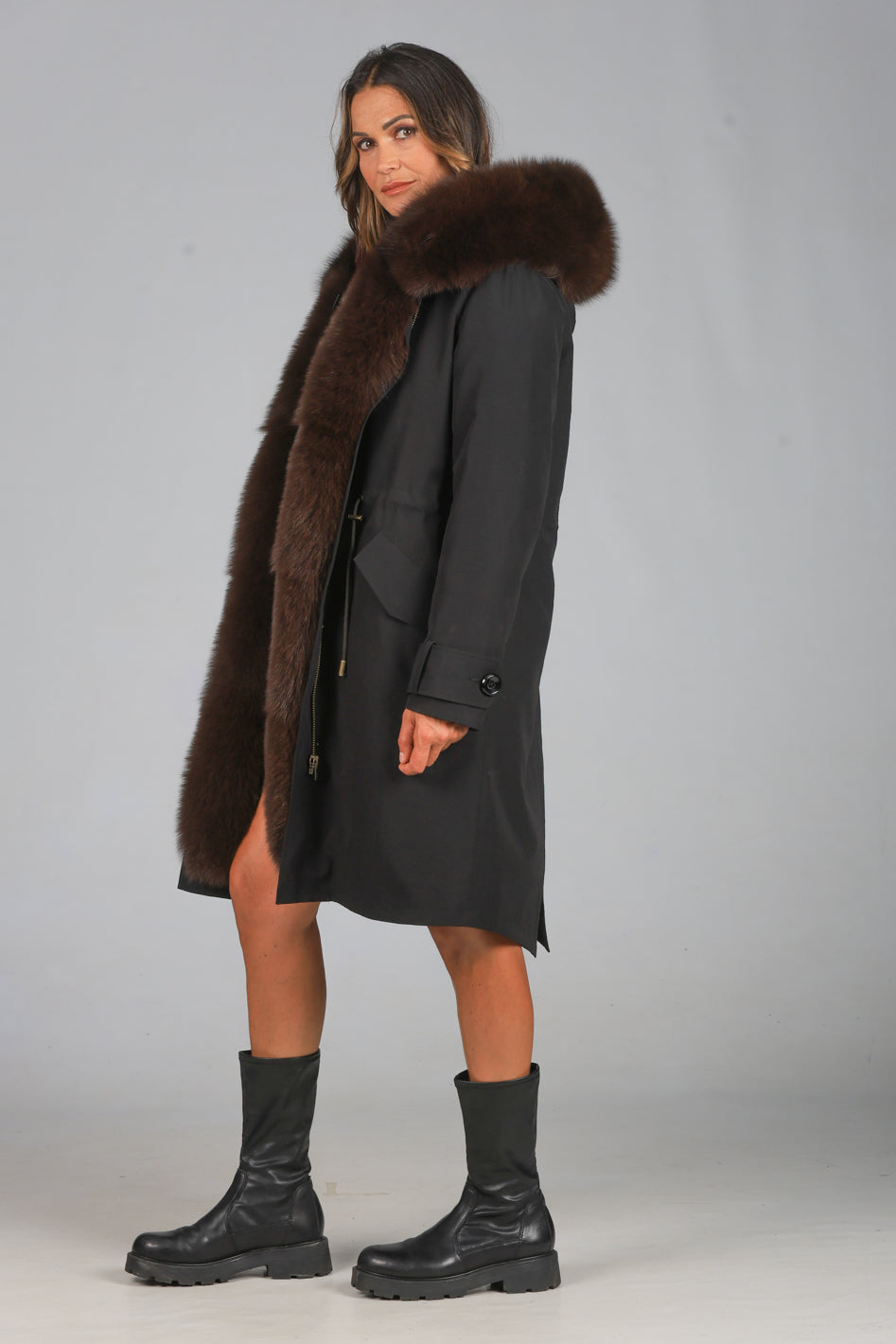 Parka  x-long in misto cotone impermeabile  Fox Brown