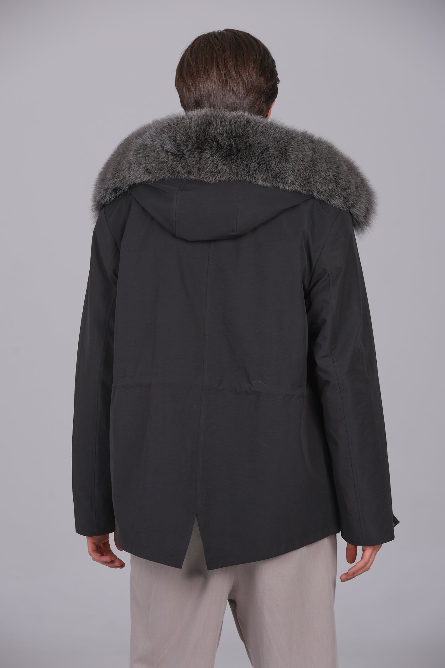 Parka short in misto cotone impermeabile fox Silver