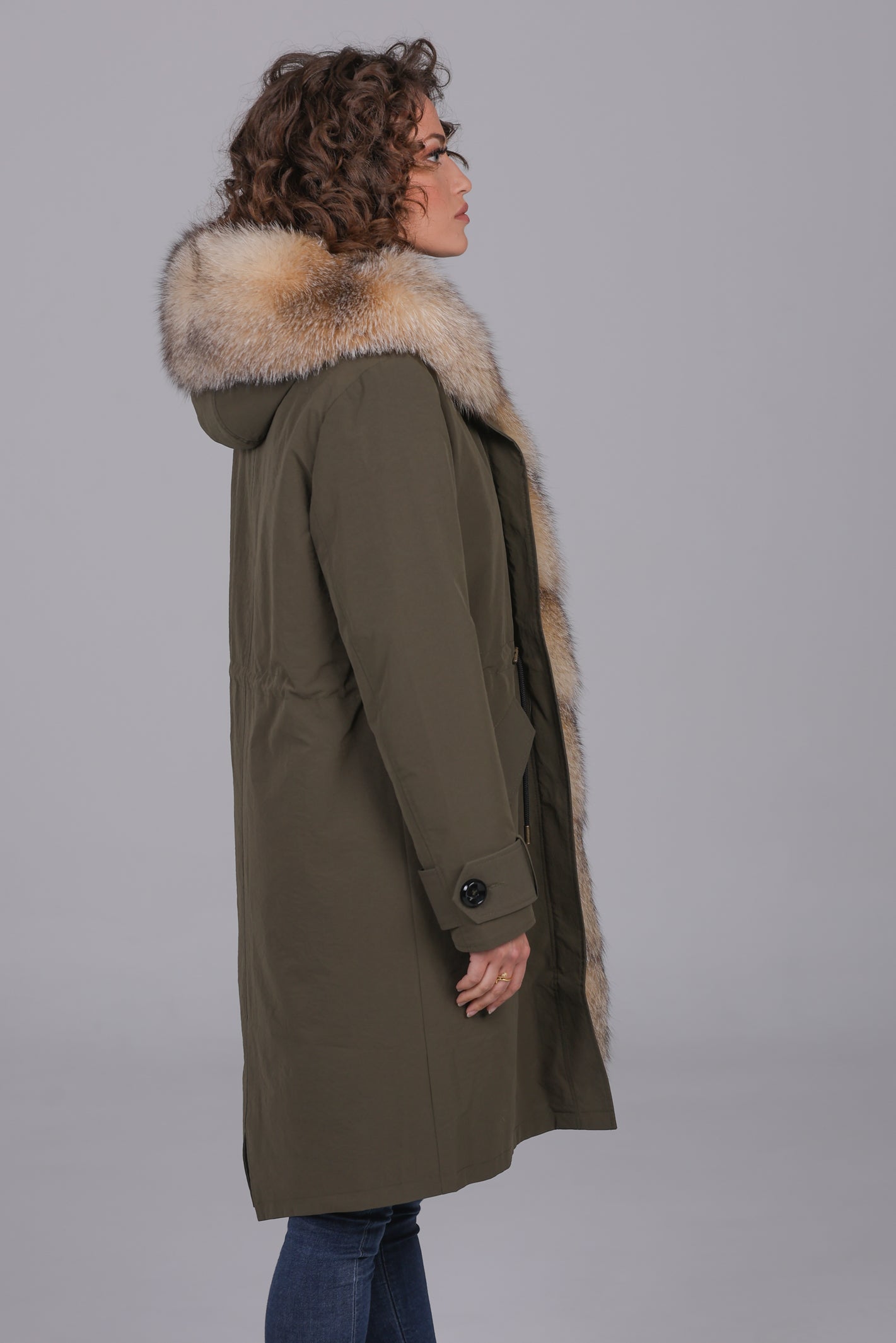 Parka X-long in misto cotone impermeabile Fox Cristal