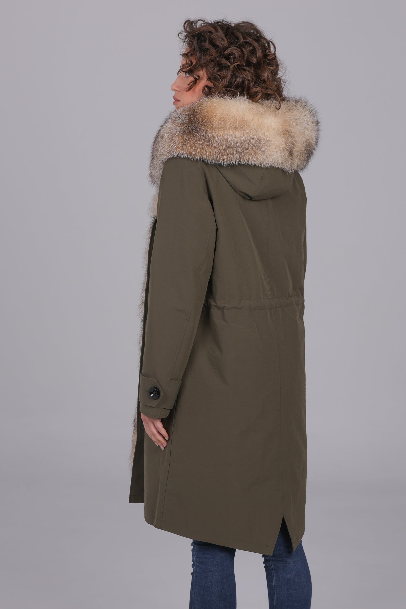 Parka X-long in misto cotone impermeabile Fox Cristal