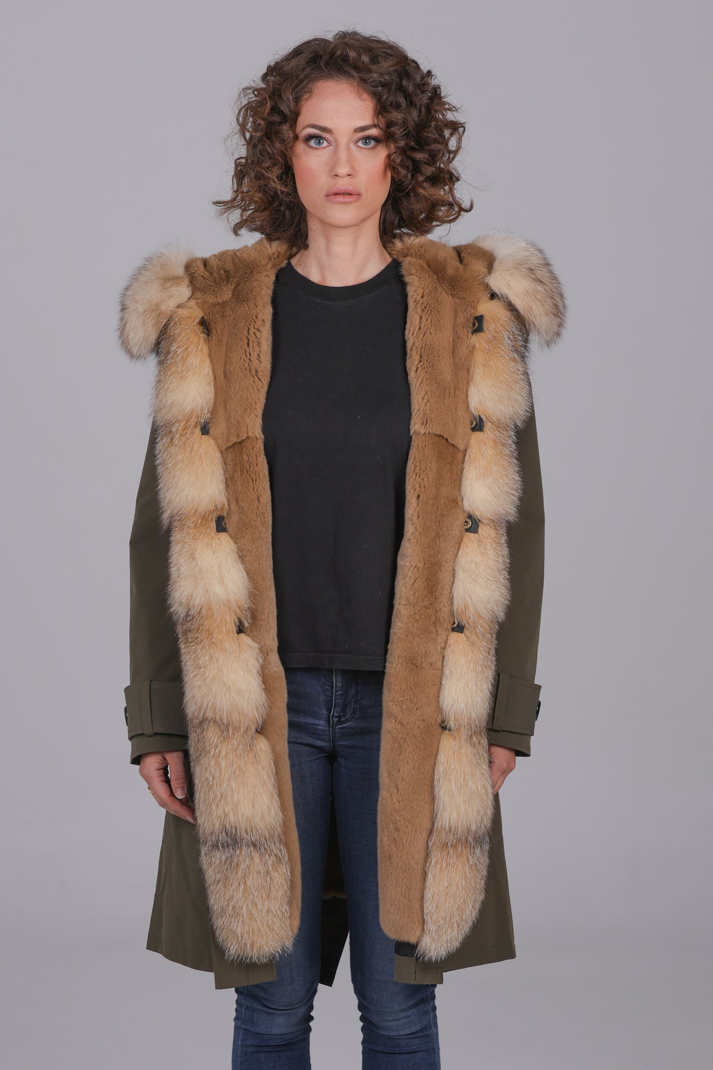 Parka X-long in misto cotone impermeabile Fox Cristal