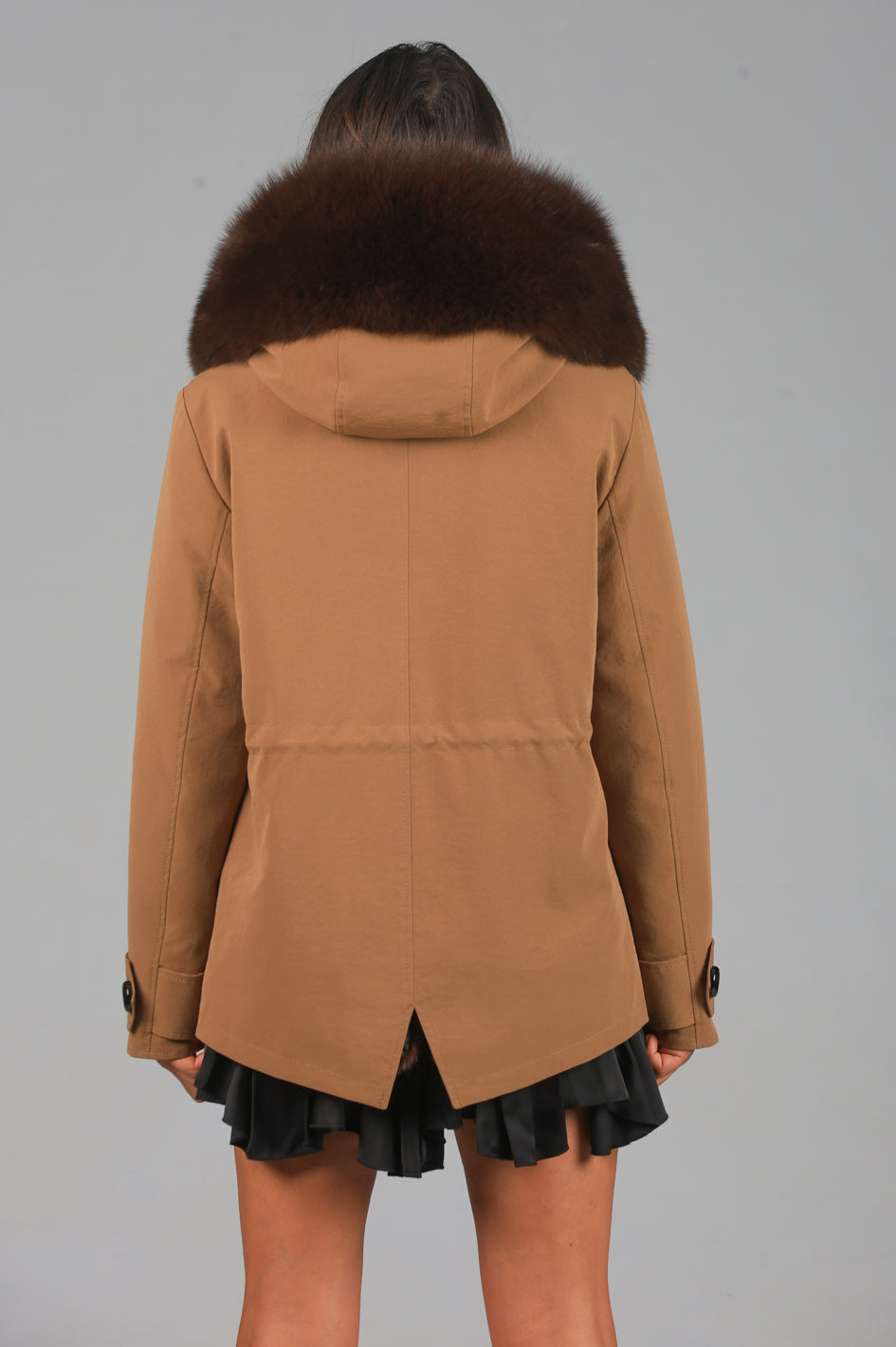 Parka  short in misto cotone impermeabile  Fox Brown