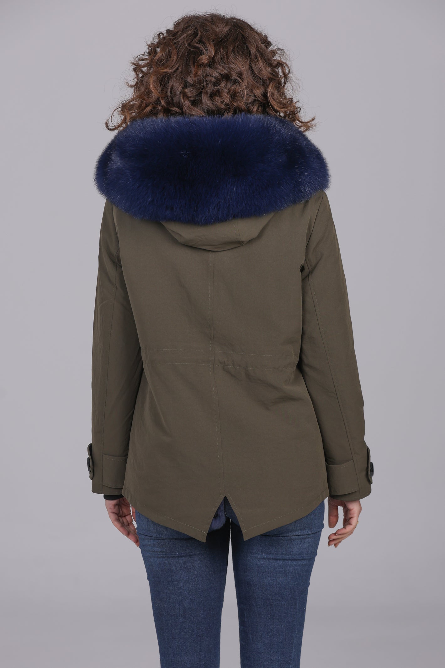 Parka short in misto cotone impermeabile Fox Blue