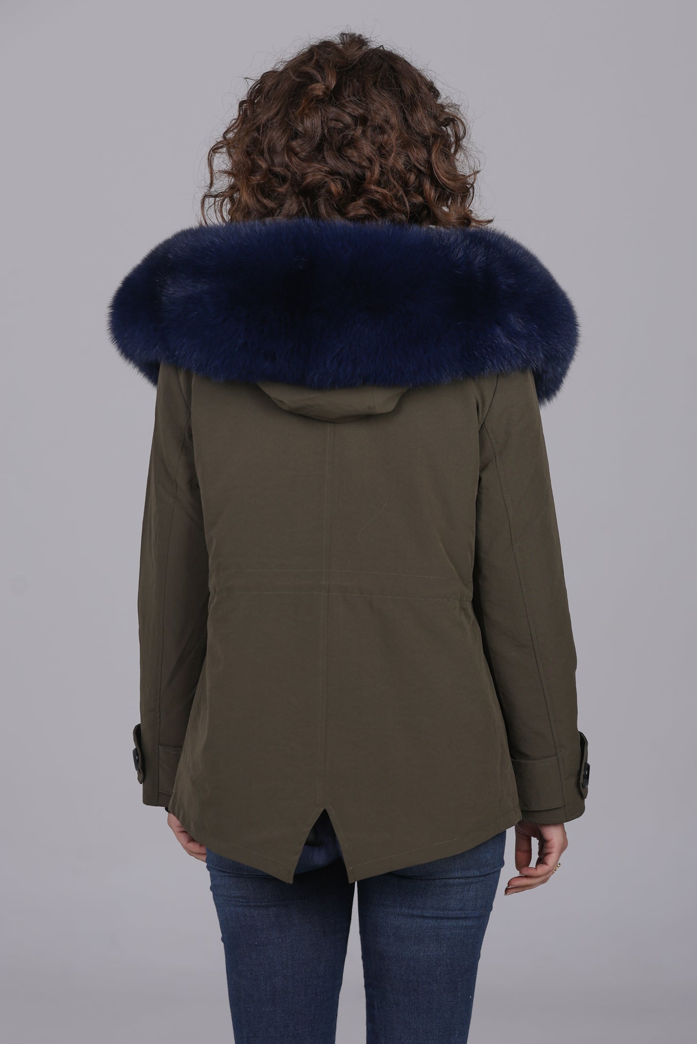 Parka short in misto cotone impermeabile Fox Blue