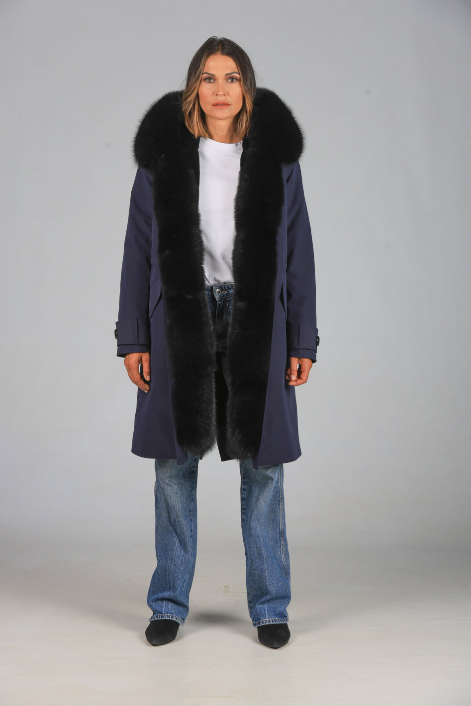 Parka  x-long in misto cotone  impermeabile  Fox Black