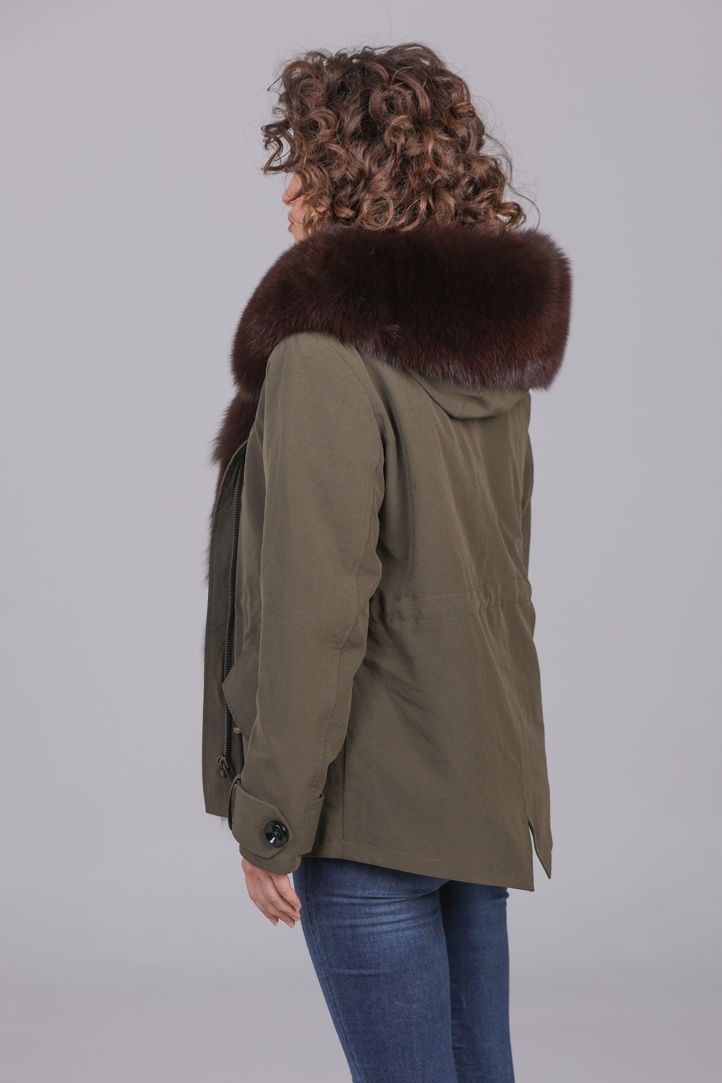 Parka  short in misto cotone impermeabile  Fox Brown