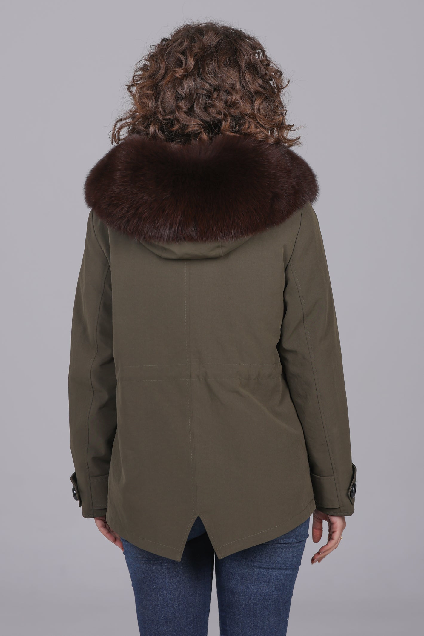 Parka  short in misto cotone impermeabile  Fox Brown