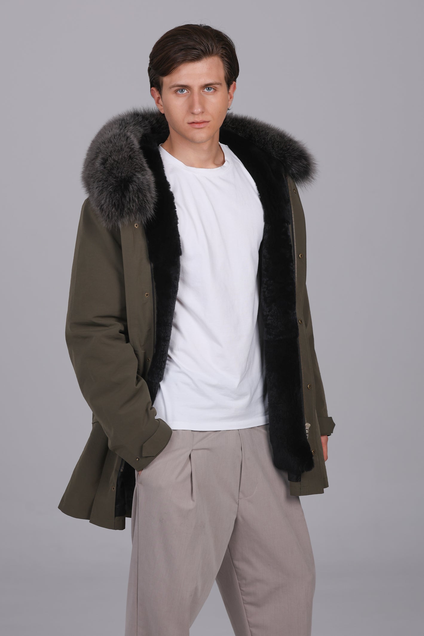 Parka long in misto cotone impermeabile fox e rex rabbit