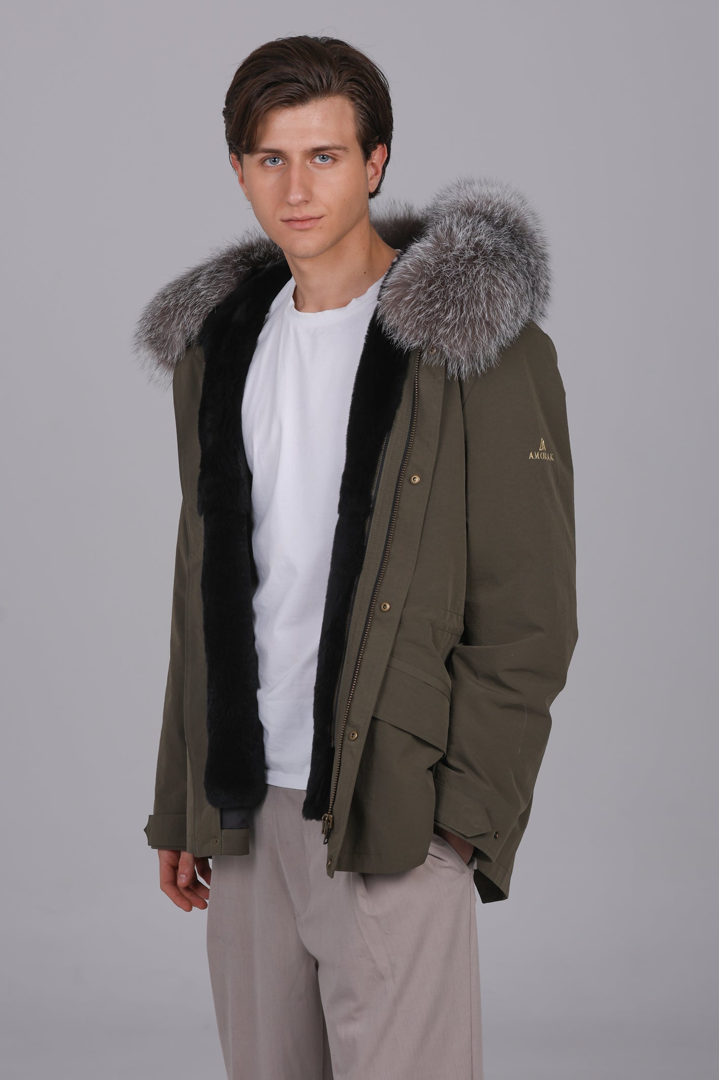 Parka short in misto cotone impermeabile fox frost