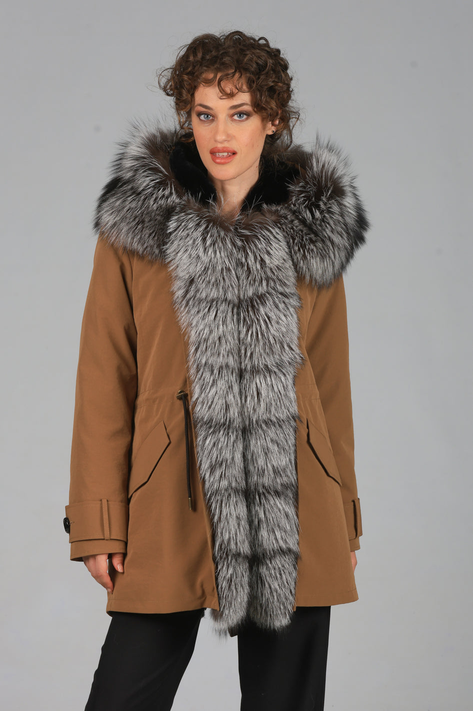 Parka long in misto cotone impermeabile Fox Silver