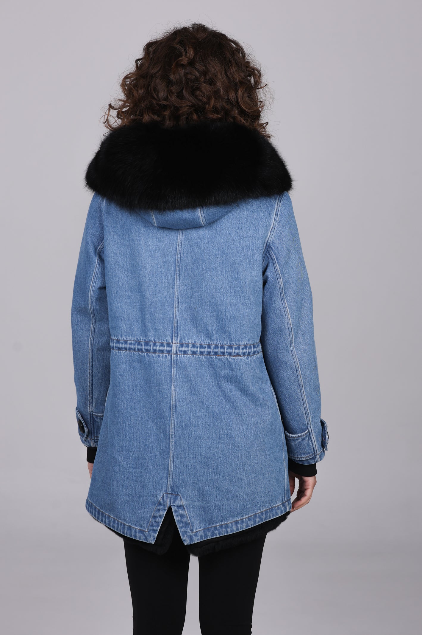 Parka long denim  Fox black