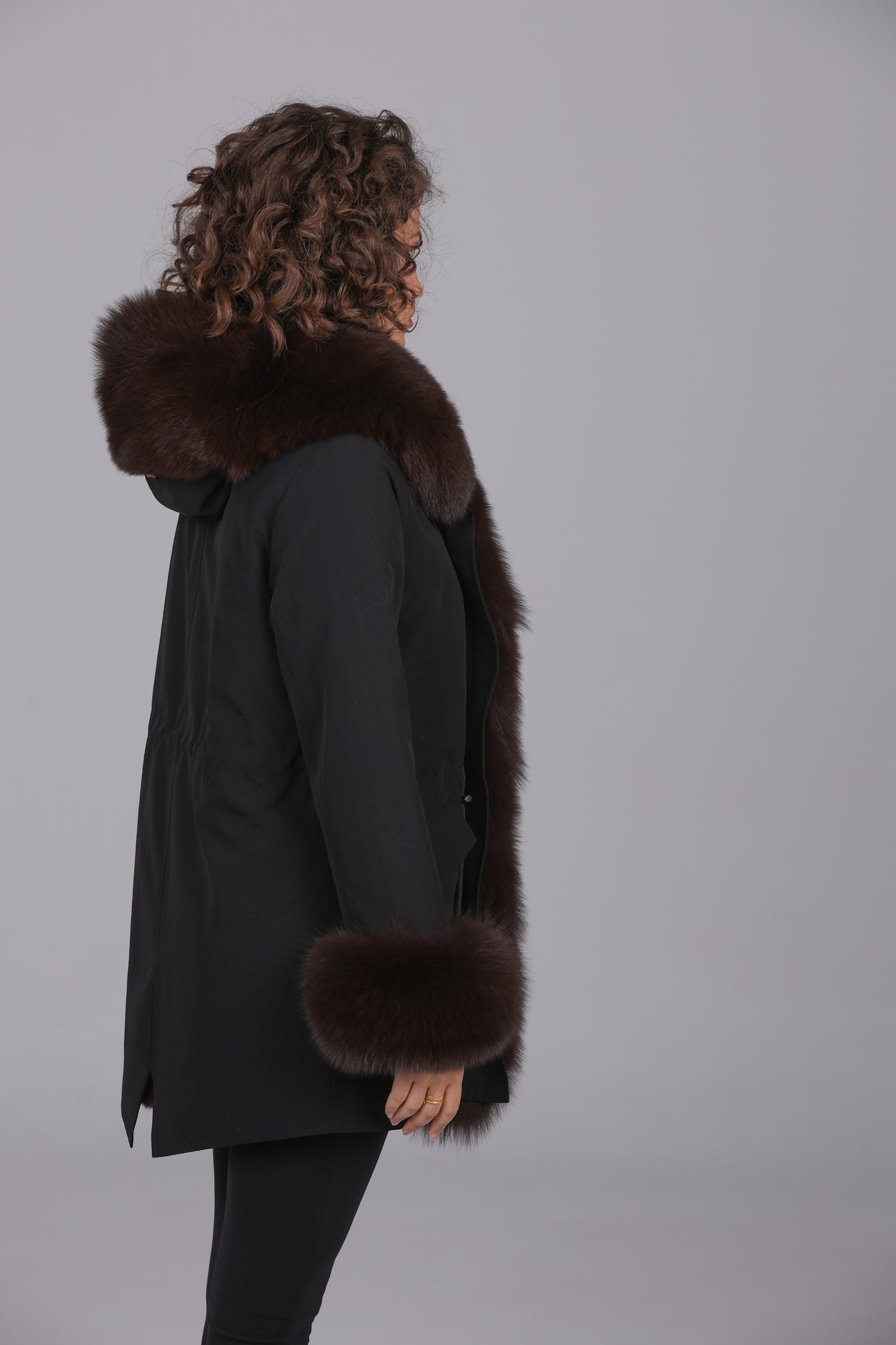 Parka long in misto cotone impermeabile Fox Brown