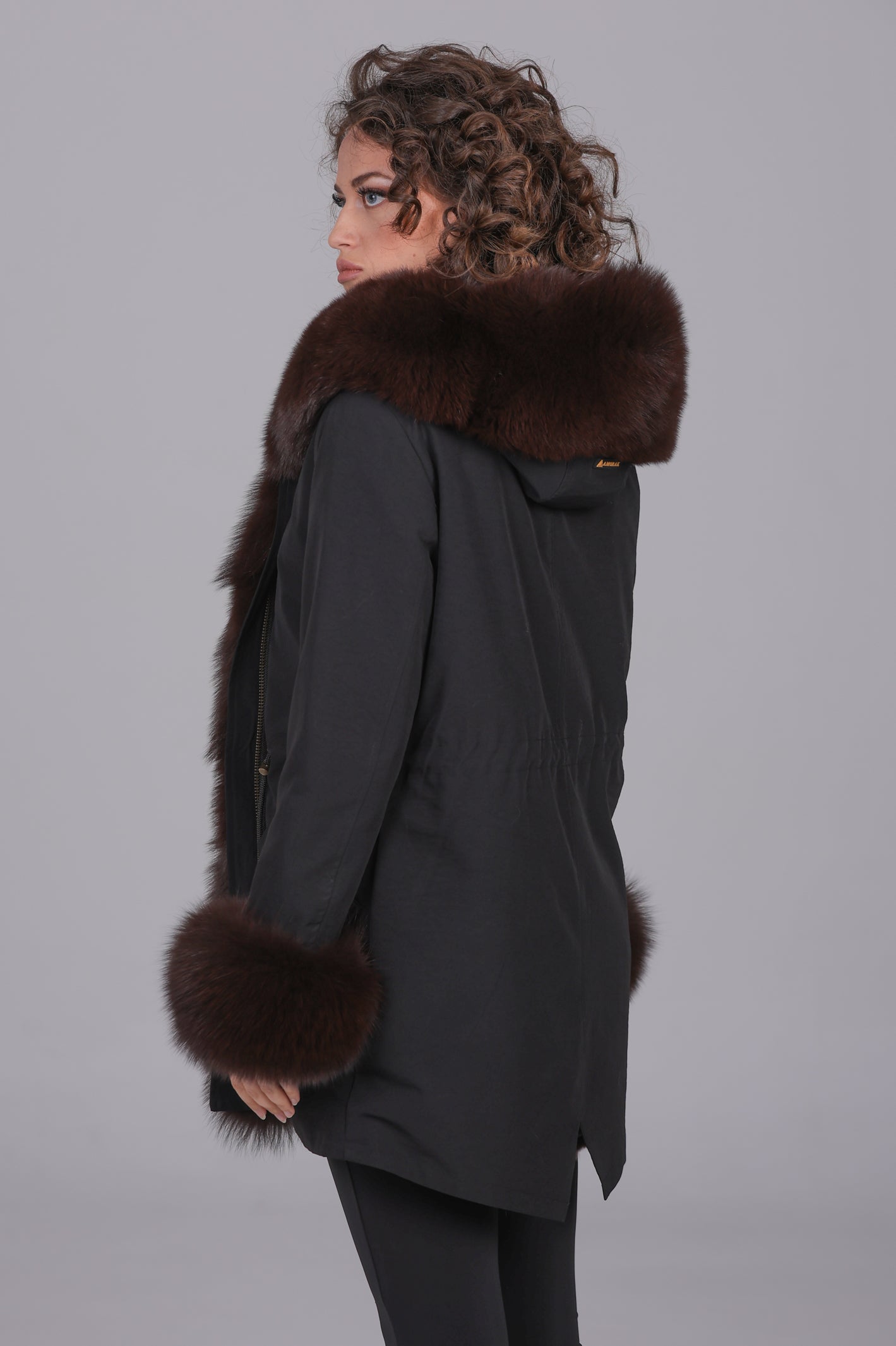 Parka long in misto cotone impermeabile Fox Brown