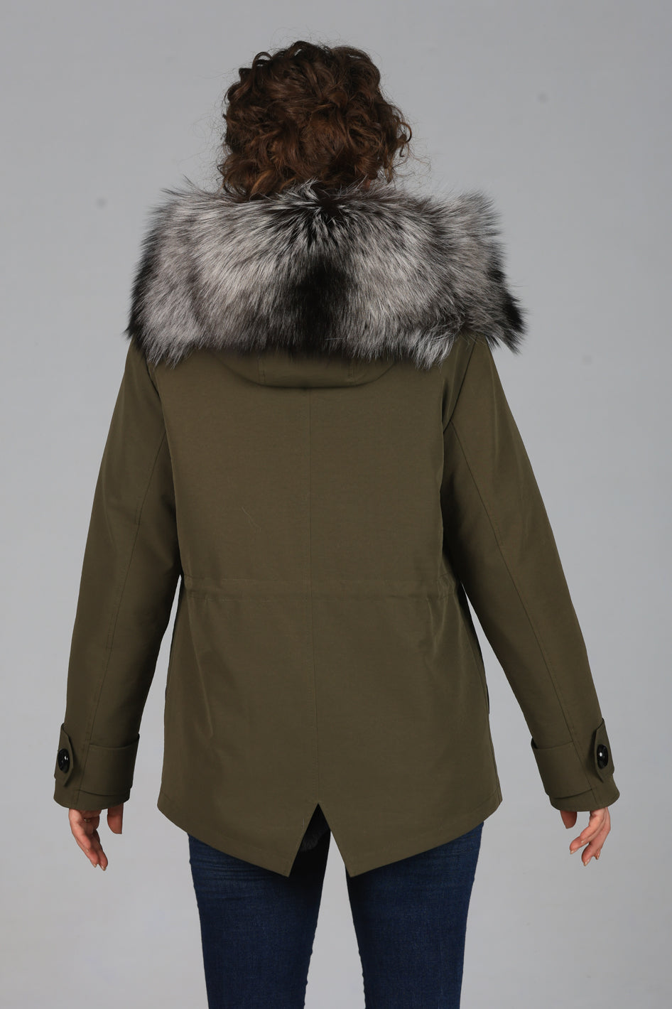 Parka  short in misto cotone impermeabile  Fox Silver