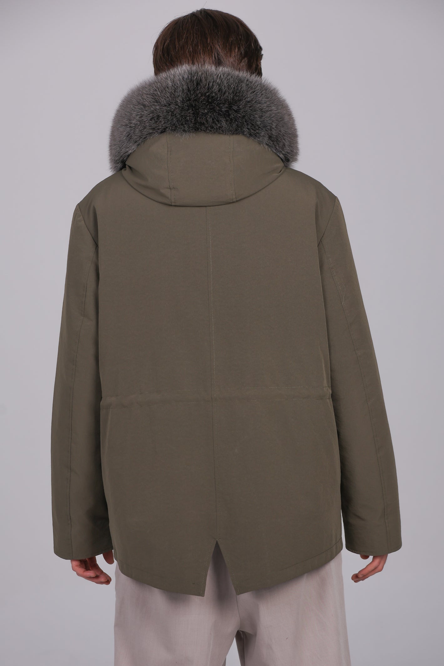 Parka short in misto cotone impermeabile fox Silver