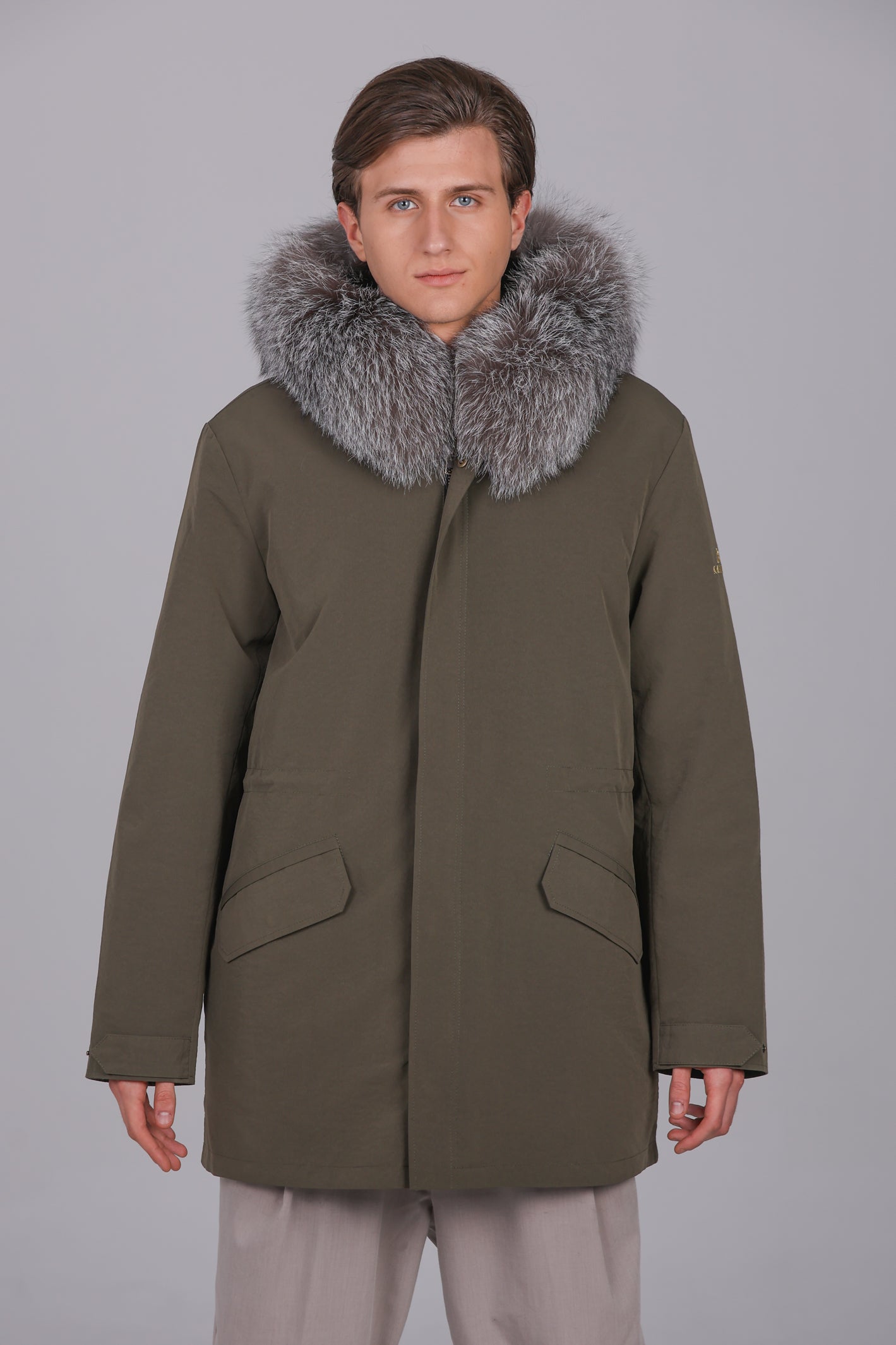 Parka long in misto cotone impermeabile fox frost