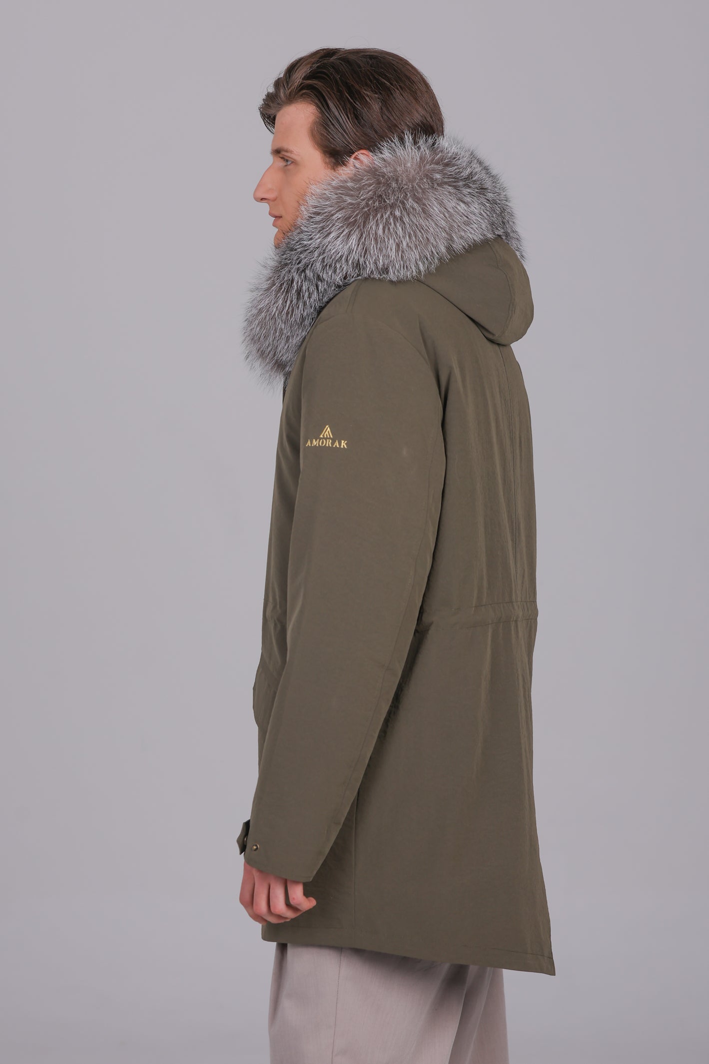 Parka long in misto cotone impermeabile fox frost