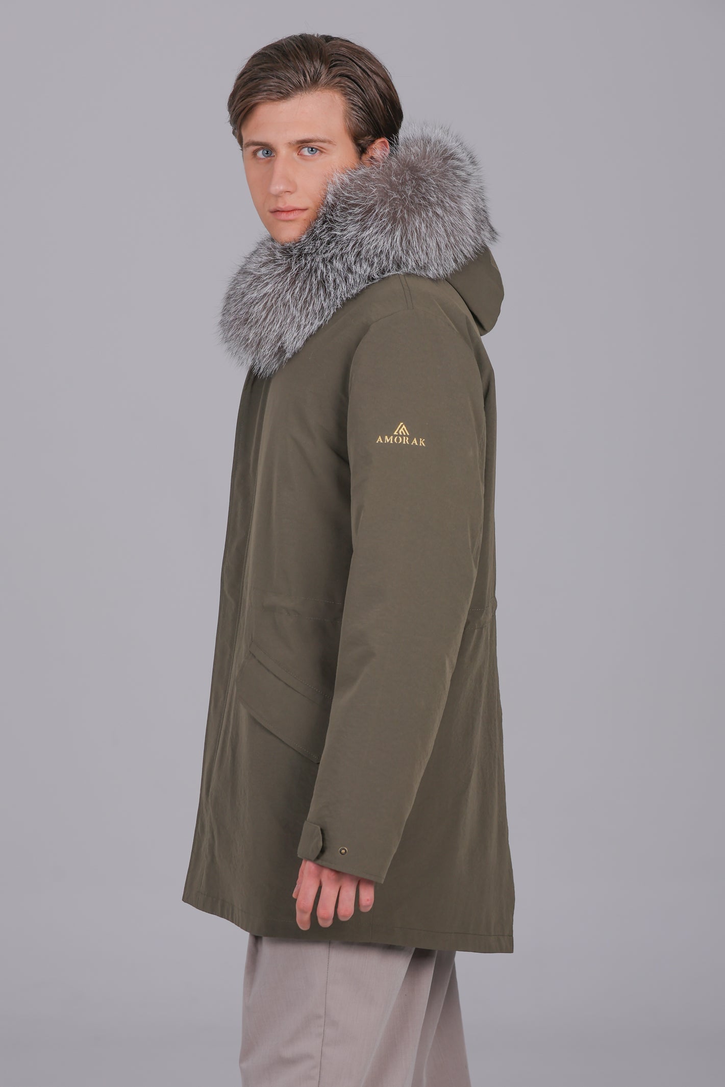 Parka long in misto cotone impermeabile fox frost