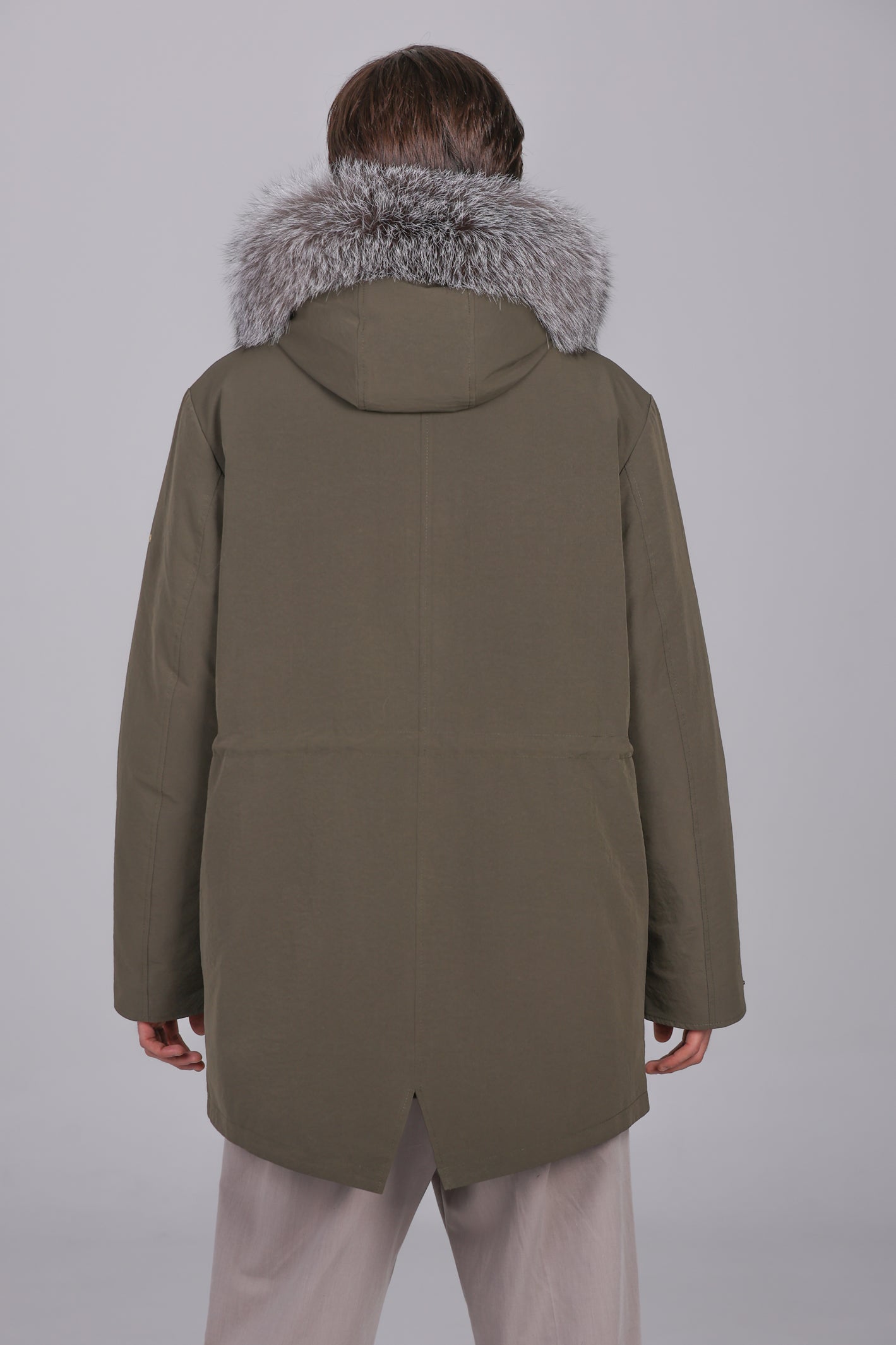 Parka long in misto cotone impermeabile fox frost