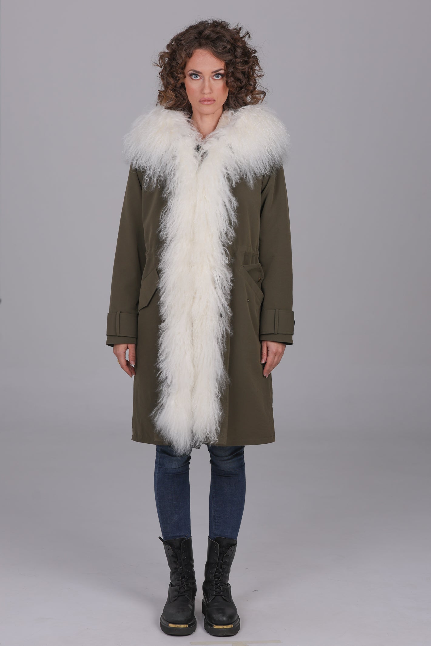 Parka x-long in misto cotone impermeabile MONGOLIA WHITE