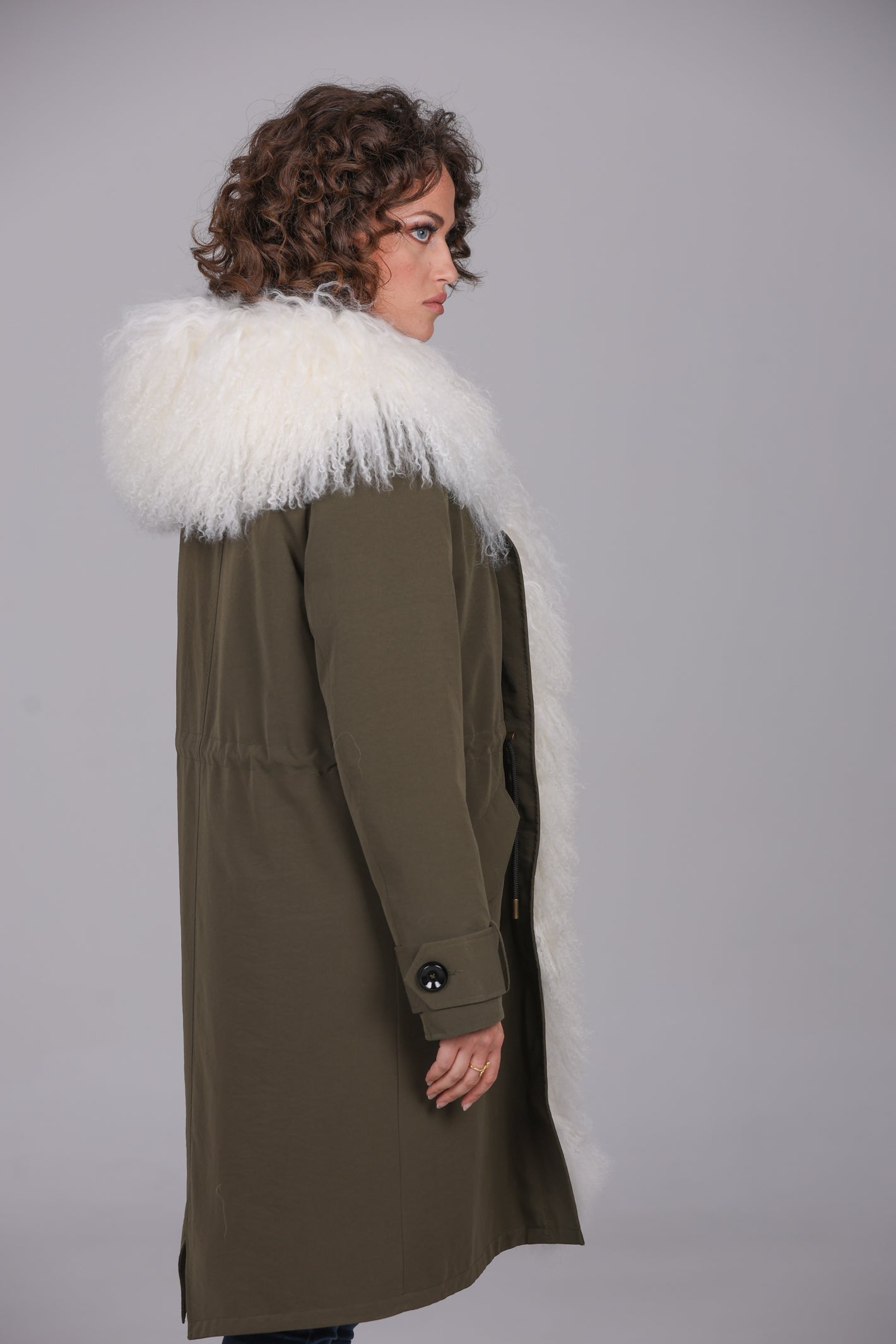 Parka x-long in misto cotone impermeabile MONGOLIA WHITE